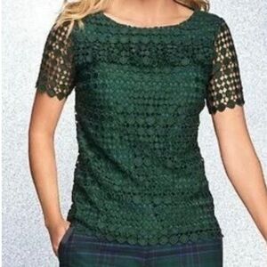 Talbots Dark Green Lace Blouse